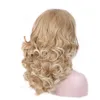 Syntetiska peruker träftival lång vågig blond peruk kvinnor mode lockigt syntetiska hår peruker med lugg ladi värme ristant fiber halloween party