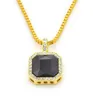 18K Vergulde Hiphop HIP - Hop Square Diamond Red Men's Necklace