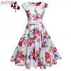 Atacado- acevog marca vintage mulheres vestido senhora verão laço patchwork rockabilly 1950 midi swing vestidos casuais venda quente vestidos preto