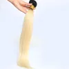 Wholesale Brazilian Remy Human Hair Bundles Straight 1B/ 613 1 Piece Only Ombre Blonde Hair Weft Extensions Free Shipping