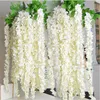 180 CM Simulación Blanca Flor de Hortensia Seda Artificial Wisteria Vine para la Decoración del Jardín de la Boda 20 unids / lote