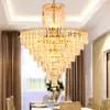 LED Moderne kroonluchter American Gold Crystal Chandeliers Lights Fecture Home Dining Room Hotel Hall Restaurant Crystal Droplight Hanging Lamp