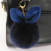100pcs/lot DHL Free Shipping New Design Doll Genuine Rabbit Ear Shape Fur ball Plush Key Chains Car Keychain Bag Pendant Fashion Accessories
