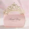 Cajas Para Regalos Dulces de boda con corona brillante de oro rosa