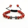 Sport Energy Ball Bracelets Wholesale 8mm Red Sea Sediment Stone Beads with Metal New Barbell Fitness Dumbbell