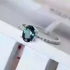 Anel de casamento de pedra preciosa luxuoso 5 * 7mm 0.7 ct Natural escura azul safira anel sólido 925 sterling prata sapphire anel para menina