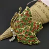 100pcs/ 50mm de broche de borboleta vintage Pin Tom dourado Tono verde Red Red Strass Iinsect Broches de animais para mulheres