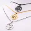 pentagrama satânico símbolo Satã adoração Wicca pentagrama pingente de aço inoxidável colar de prata de ouro preto 2.4mm 24 polegadas caixa de cadeia para homens