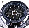Forsining Sport Racing Series Skeleton Rvs Black Golden Dial Top Merk Luxe Horloges Mannen Automatische Horloge Klok Mannen
