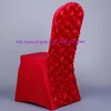 100 pcs New Red Rose Cetim E spandex Rosette Voltar tampa da cadeira branca spandex Jantar Cadeira de Renovação Cobre Para O Casamento