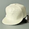 Koreanska Diy Blank Hats PU Läder Hip Hop Hat Män och Kvinnor Vävmönster Flat Edge Baseball Cap