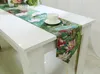 Hot sales Classical Table Runner green lotus printed chemin de table new design runners cotton linen table cover home decoration