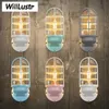 Willlustr Iron Colorful Wall Lamp industrial clear glass shade Wall sconce lighting vintage dock light doorway foyer porch loft boatyard