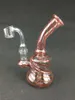 Glass hookah red grid stripe oil rig bong, smoking pipe, 14mm joint factory outlet