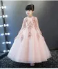 Nouvelle Arrivée Rose Tulle Exquis Dentelle Fleur Fille Robe Cheville Longueur Baptême Fête De Bal Princesse robe Filles De Mariage Robe D'anniversaire