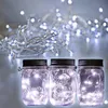 Hot Christmas Party LED Light Decor Black Solar Mason Jar Lock Infoga med vit LED Light för glasburkar Julklappar