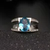 Mode Blauw Topaz Ring voor Man Solid 925 Sterling Silver Man Ring 100% Natural 8 * 10mm Topaz Man Classic zilveren sieraden