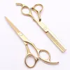 C1005 6'' 17cm Customized Logo Golden Hairdressing Scissors Factory Price Cutting Scissors Thinning Shears Professional Human Hair Scissors