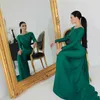 Emerald Long Sleeve Open Back Evening Gowns 2017 Sweep Train Prom Dress Saudi Arabia Dubai Women Formal Party Dress