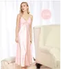 Imitation silk pajamas spring and summer ladies long paragraph split split sexy sling sleep dress sexy home service 6 color free shipping