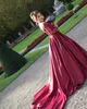 Red Long Sleeve Satin Wedding Dress Ball Gown Off the Shoulder V Neck Lace Applique Beaded Women Formal Dress for Weddings and Events