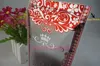 12x20 cm 100 stks / partij staande mat transparante plastic ziplock tas met zilveren bloem afdrukken, koffieboon poly zak, snoep rode rand pouch