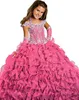 Ritzee Girls 6679 Beads Halter Girls Pageant Dresses Little Girl Ball Gown Big Kids Full Length Cap Sleeve Custom Made Girls Party Gowns