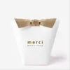 50pcs / lot MERCI BEAUCOUP White Black Color Gift Box Paper Cake Box Wavour Box Candy Box With Ribbon