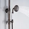 バスルームの降雨シャワーの蛇口セット黒の青銅のシングルハンドルバスシャワーミキサータップの壁