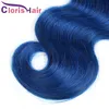 Gekleurde Blauwe Ombre Body Wave Haar Bundels Braziliaanse Virgin Menselijk Haar Weefsels Donkere Wortels 1B Blauw Golvende Ombre Menselijke Hair Extensions 3PCS Deals