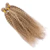 Piano Cor # 8/613 Destaque Extensões de Cabelo Humano Kinky Curly 3 Pcs Virgem Brasileira Castanho Claro Loiro Mix de Piano Cor Do Cabelo Humano feixes