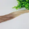 Två tonband i mänskliga hårförlängningar 18613 ombre blondin sömlösa brasilianska jungfruliga mänskliga hårhud weft slik rakt100 g 40pcs7170678