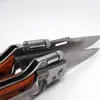 Cool AK47 Pistola plegable Cuchillo 440 Hoja de acero Mango de madera Bolsillo EDC Herramientas Tácticas para acampar al aire libre Cuchillos de supervivencia con luz LED