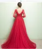 2017 tanie seksowne iluzja linia koronkowe aplikacje wieczorne sukienki koronkowe formalne Elie Saab Porki Załoga szyi długie rękawy Sukienki PROM GOW6131372