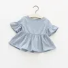 Shopping online Bambino Summer Mini Dress Ruffled Sleeve Solid Color Baby Casual Dresses 4 Colors Moda Bambina Abiti 17060202