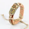 Handv￤vningsl￤derarmband Etnisk stil Pyrografi V￤rme￶verf￶ring Fredskylt Charm Armband Vintage Bangles Hemp Rope Chain Justerbar storlek Fashion Accessories