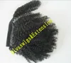 Łatwe noszenie ludzkiego kucyk Kinky Hairpiecces Clip Brazylijski Włosy Kinky Kręglone Ponytails Human Hair Extensions Jet Black 120