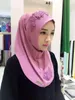 Kvinnor Lace Muslim Hijab Tryckta Instant Shawls Jersey Modal Scarf Amira Slip på halsdukar Wraps Kvinnors Huvudduk kan välja färg 77