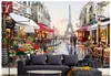 Wholesale-3d wallpaper custom photo non-woven mural wall sticker picture 3 d The Eiffel Tower street painting wallpaper for walls 3 d