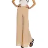 Women Ladies Vintage Loose High Waist Long Trousers Chiffon Side Split Casual Palazzo Pants Wide Leg Pants pantalones