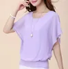 Kvinnor Slim Blusa Feminina 2016 Sommar Casual Plus Size Ladies Toppar Mode Chiffon Blouse Bat Sleeve Shirt