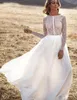 Custom Plus size Chiffon Gown For Wedding Lace Backless Sexy Bateua Neck Long Sleeve Floor Length Summer Sheath HOT Wedding Bridal Dresses