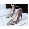 Senhoras populares Lantejoulas Sexy Stiletto Heels Sapatos de Festa Para As Senhoras Cor Misturada Sapatos de Noiva de Casamento de Verão Apontou Toe Sapatos Frete Grátis