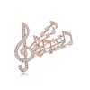 Fashion Exquisite Musik Notation Brosch För Kvinnor Scarf Pins Glänsande Kristall Rhinestone Broscher Bröllop Brud Bouquet Corsage Smycken Presenter