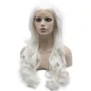 26 "Long # 1001 White Blonde Heavy Gęstość Przyjazna ciepła Fibre Front Lace Syntetyczna peruka włosów