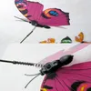 Renkli Bahçe plastik kelebekler çubukları üzerinde dans uçan çırpınan kelebek DIY sanat süs vazo çim bahçe dekorasyon