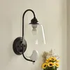 Modern White Resin Bird Glass Corridor Wall light Painted Iron Bedroom Wall Sconces Hallway Mirror Front Washroom Wall Lamp