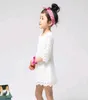 Kızlar Dantel Elbiseler 2017 Yaz Sonbahar Stil Çiçek Bebek Çocuk Kız Üç çeyrek Kollu Düz Elbise Çocuk Giyim Ucuz toptan
