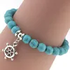 12 styles Boho Turquoise Strands Bracelets Green Natural stone Corss leaf Star Moon Anchor tree Handmade Charms Bracelet For women&men Jewelry