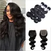 Braziliaanse haarbundels met sluiting 8-30 inch dubbele inslag Menselijke haarextensies Dyable Remy Virgin Hair Weave Body Wave Golvend